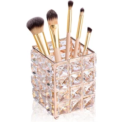 1Pcs Metal Nail Brush Makeup Brush Holder Crystal Pen Pencil Container Comb Brushes Organizer Jewelry Storage Box