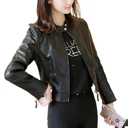 Autumn Casual Leather Jacket Women Gothic Winter Coat Short Bomber Jacket Black Scooter Suit Jackets Clothes Womens New Eam