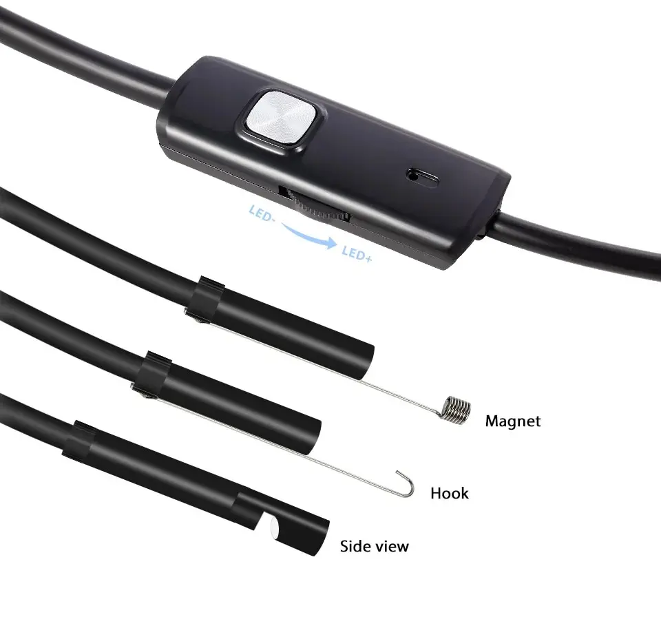 7Mm Android Nội Soi Máy Ảnh 3 In1 Micro USB Loại C Borescope Mini Máy Ảnh Không Thấm Nước LED Kiểm Tra Xe Cho Huawei Xiaomi PC