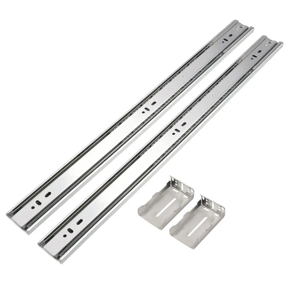 Rear Mount Ball Bearing Drawer Slides 22 Inch Soft Close Glides Heavy Duty with Brackets