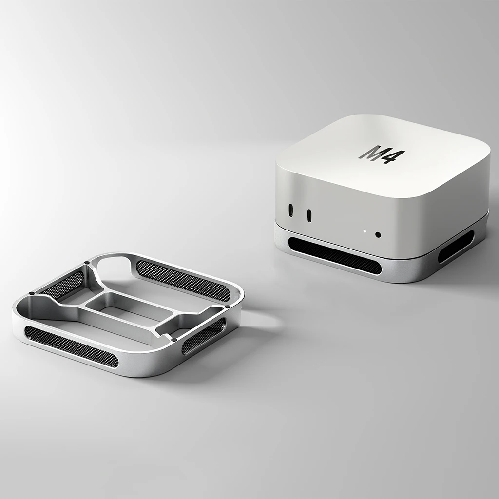 Cooling Stand Heat Dissipation & Dustproof Base for Mac Mini M4/M4 Pro Aluminum Alloy Desktop Cooling Bracket Dock Mount