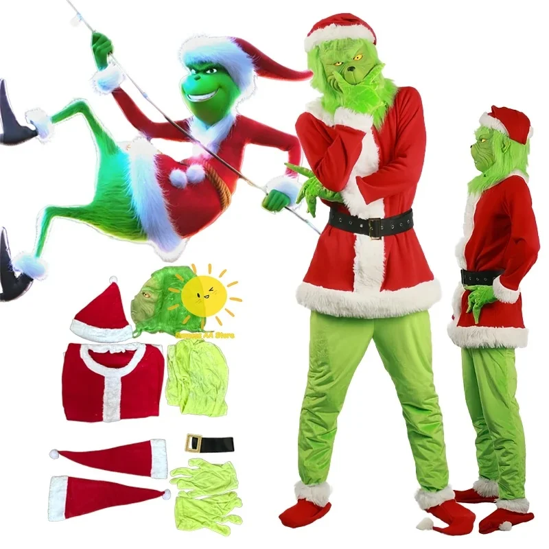 Premium Outfit Beast Kingdom Christmas The Cosplay Costumes Jacket Pants Mask Hat Grinch Suits Leg Warmers Halloween Car view 2