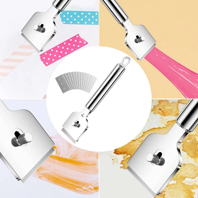 냉장고 제상 얼음 삽 금속, 교체용 블레이드 14개가 있는 스크레이퍼 호브, 유리 스크레이퍼 호브, 호브 스크레이퍼