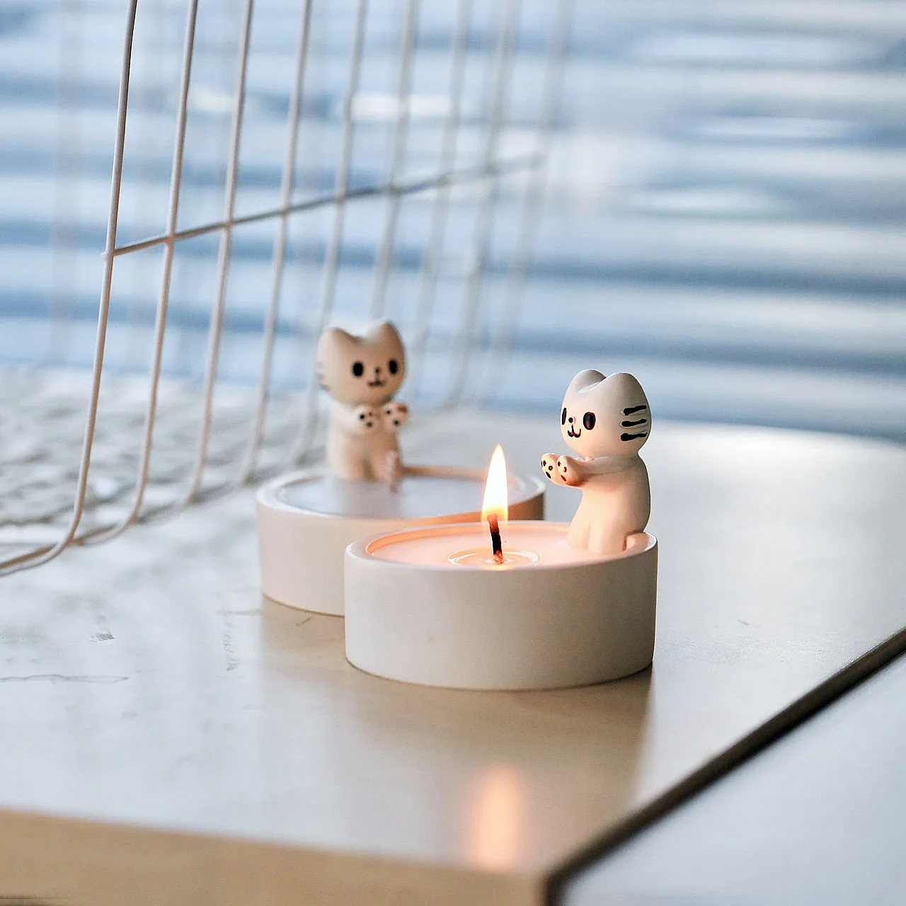 Kitty Candle Holder Concrete Molds Candle Cup Mold Plaster Tealight Holder Multi-function Silicone Mould for Concrete Home Decor