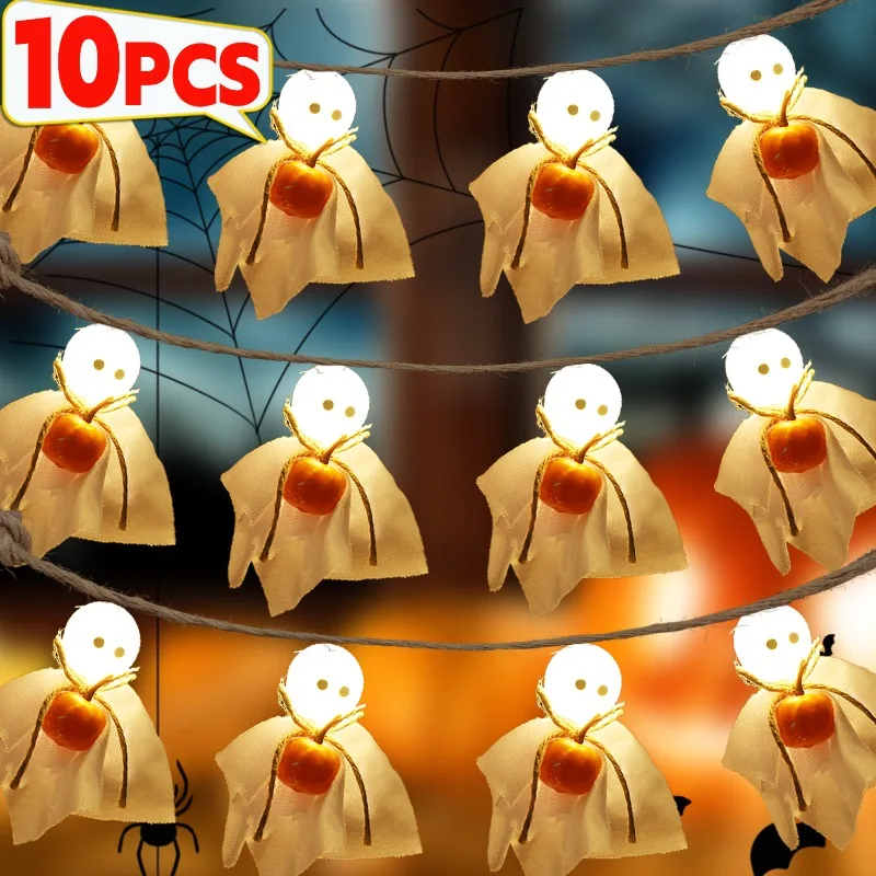 

1/10pcs Halloween Ghost Lantern String Glow Ghost Pumpkin Hanging Ornament Home Party Haunted House Atmosphere Decorative Light