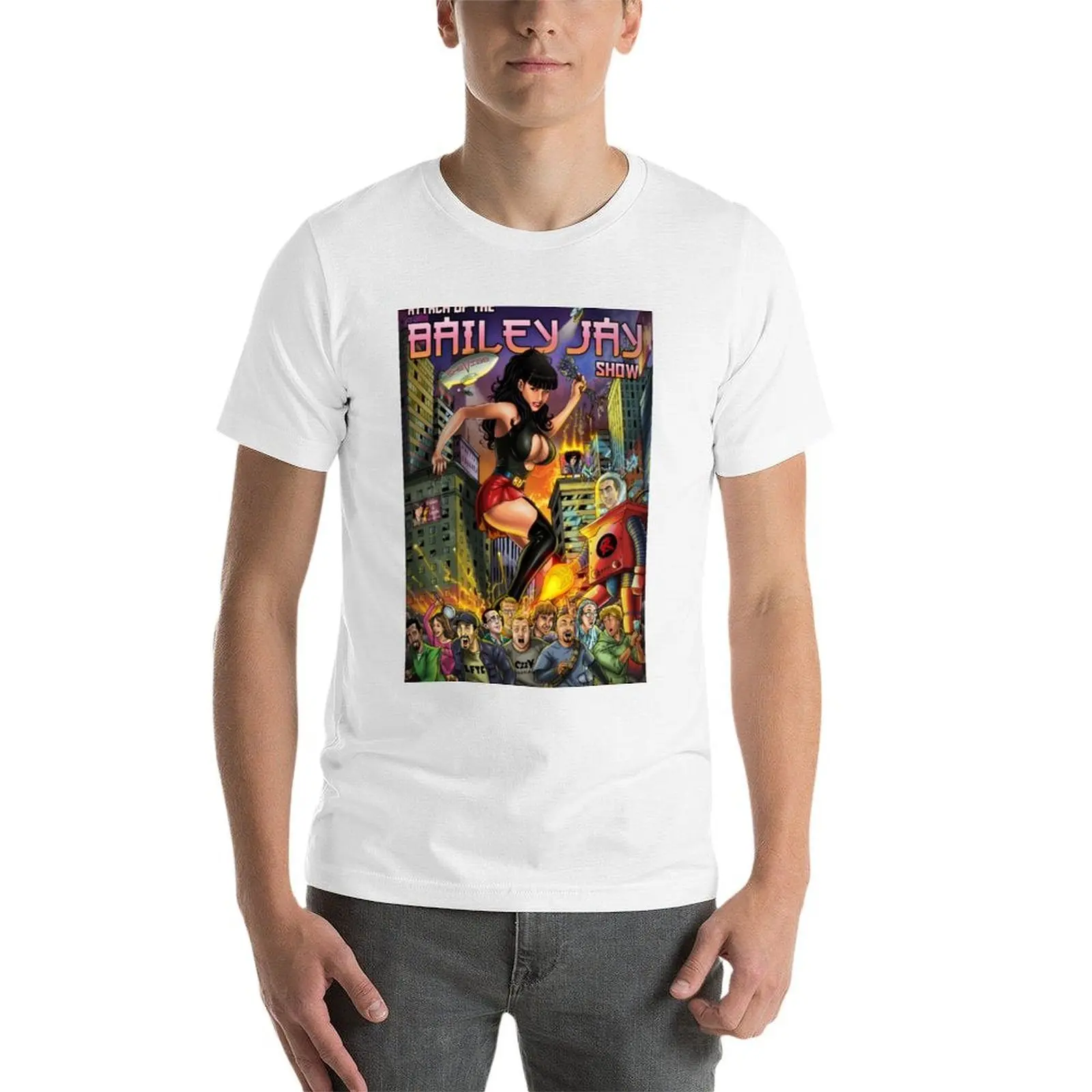 تي شيرت Attack of The Bailey Jay Show تي شيرت رجالي برسومات تي شيرت للرجال