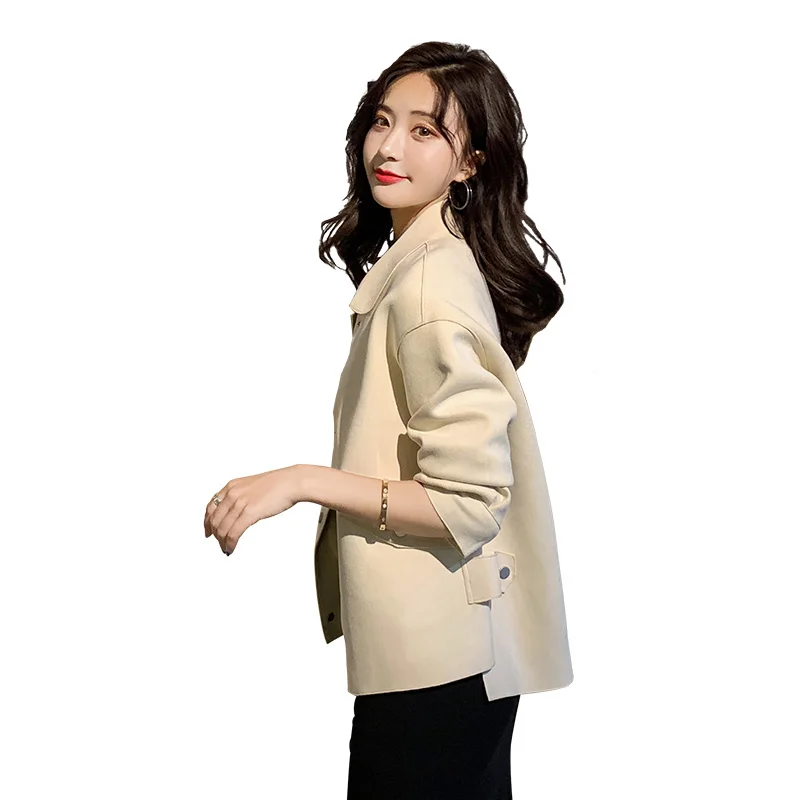 Casual ort Coupe-vent femme peau de cerf velours Jaet marque bouton automne Faion coupe ajustée régulière Sve manteau long pour La...