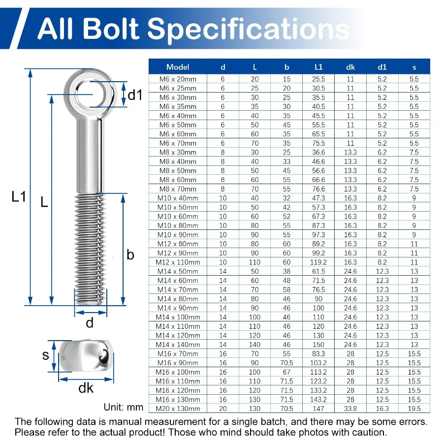 4 Pz M6 x 35mm Altalena Bullone di Sollevamento In Acciaio Inox 304 Metrico Filettatura Completa Macchinari Spalla Altalena Sollevamento Occhio Bullone per la Casa Ren