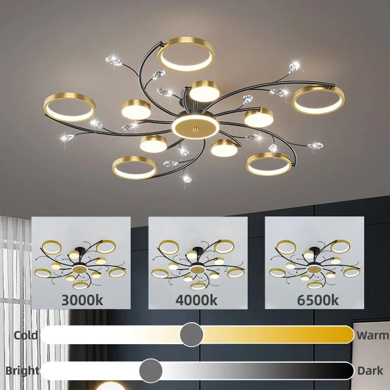 Lustre de plafond en cristal LED nordique moderne plafonnier créatif pour chambre salon salle à manger salle d'étude lustre de luxe