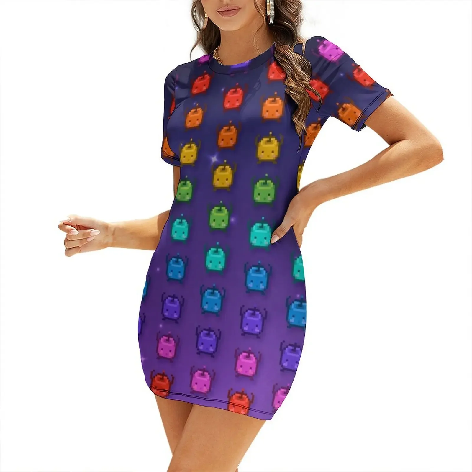 

Stardew Valley Rainbow Junimos Short-Sleeved Dress dresses for women dresses korean style dress women elegant luxury