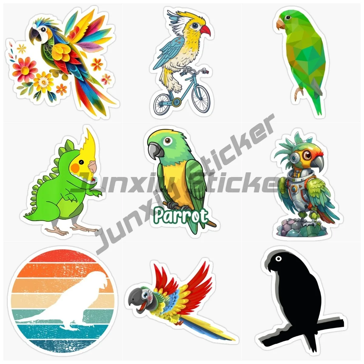 Beautiful Parrot Wall Sticker Kids Room Decoration Cute Bird Decal Car Body Laptop Creative Sticker Scratch-Proof Sticker