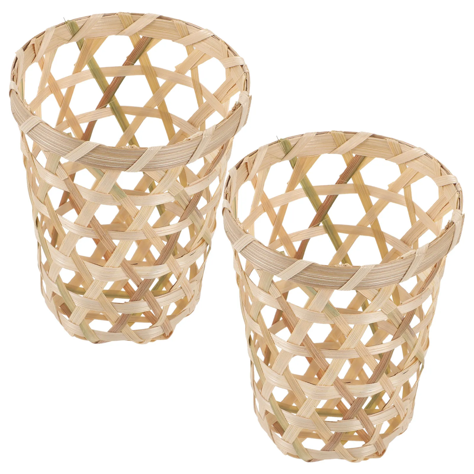 2Pcs Bamboo Milk Tea Cup Basket Woven Drink Holder Sustainable Garden Decor Reusable Beverage Accessory Handwoven Home