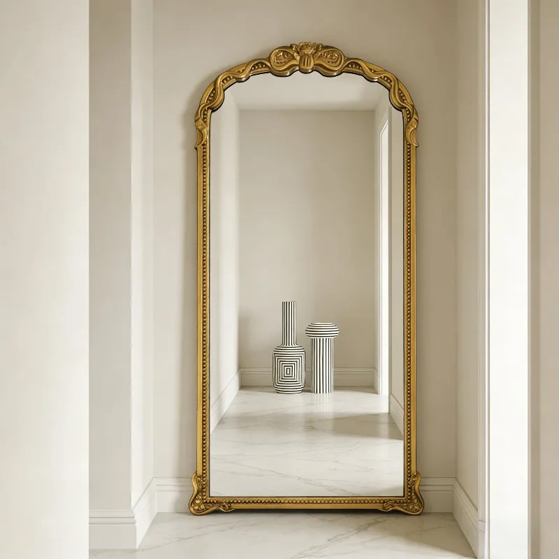 Wooden Luxury Decorative Mirror Vintage Wall Standing Decorative Mirror Floor Full Length Akcesoria Do Pokoju Room Decoration