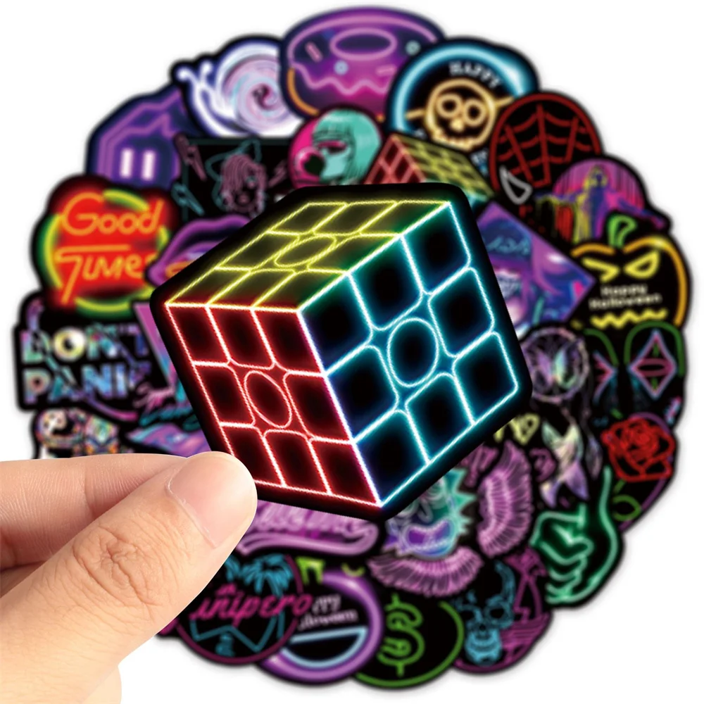 10/30/50PCS Neon Cartoon Graffiti Waterproof Sticker Personalized Creative Trend Decorative Refrigerator Guitar Helmet Wholesale