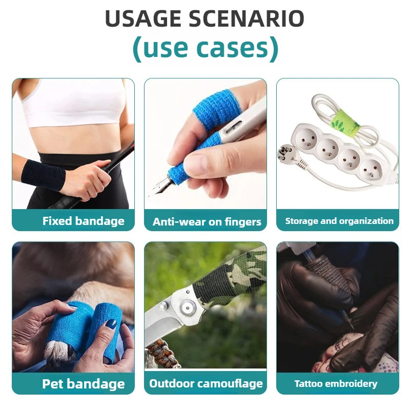 ضمادة مطاطية ذاتية اللصق غير منسوجة للأصابع والوشم والرياضة والحيوانات الأليفة، متوفرة في المخزون بالجملة #3
