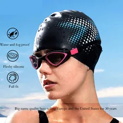 Long Hair Swimming Hat Solid Color Plus Adult Print Waterproof Hair Care Silicone Men's and women's swimming caps