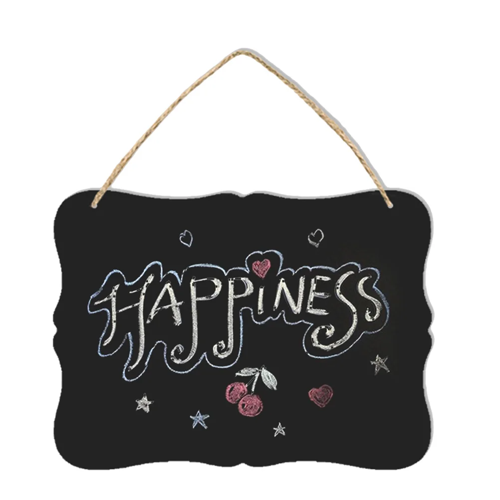 2Pcs Blackboard Decor Hanging Message Boards Double-Sided Wooden Wall Sign Ornament with Rope for Home Notice Message