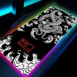 XXL RGB oyun Mouse Pad ejderha sümen HD siyah oyun aksesuarları büyük LED ışık Backlit pads PC bilgisayar halı ile arkadan aydınlatmalı