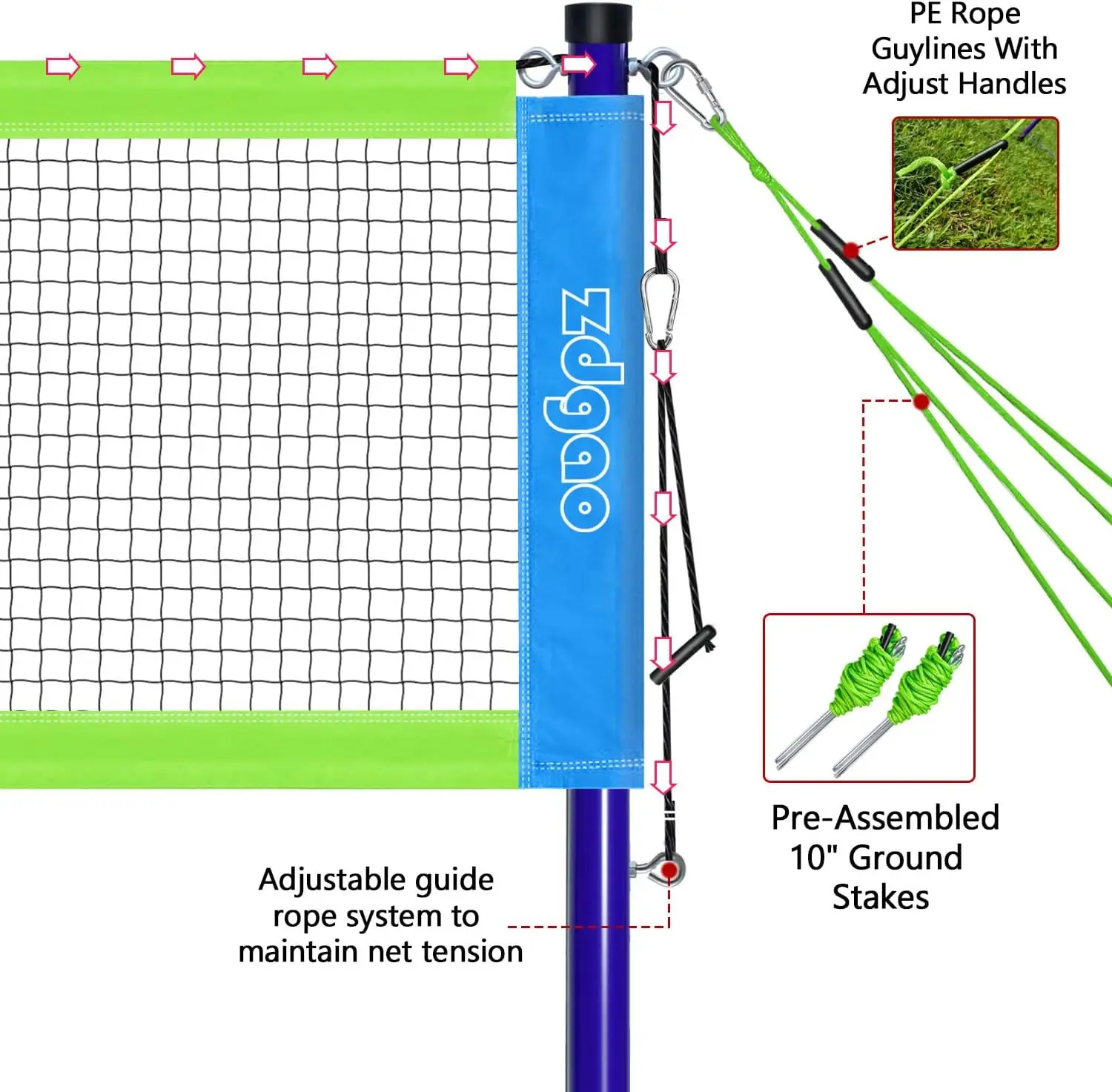 Portable Badminton Set with Adjustable Net, 4 Rackets, Shuttlecocks & Carry Bag for Backyard Family Games
