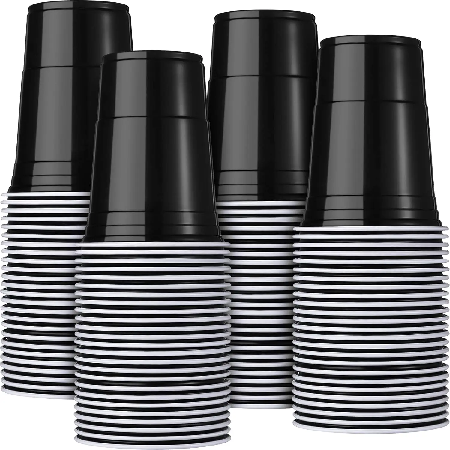 

Black 200 Pack 16 oz Plastic Cups Bulk, Disposable Party Plastic Cup for St Patricks Mardi Gras Wedding Stackable Bevera