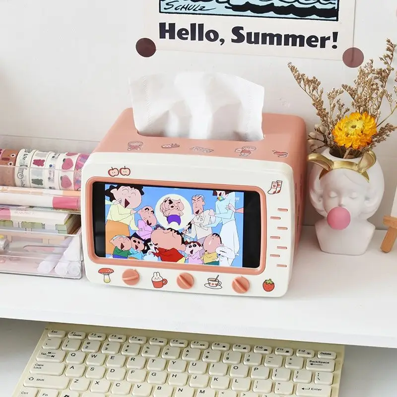 Cartoon Tissue Storage Box Simple And Cute Cardboard Box TV Plastic Coffee Table Living Room Multi-Functional Mobile Phone Stand