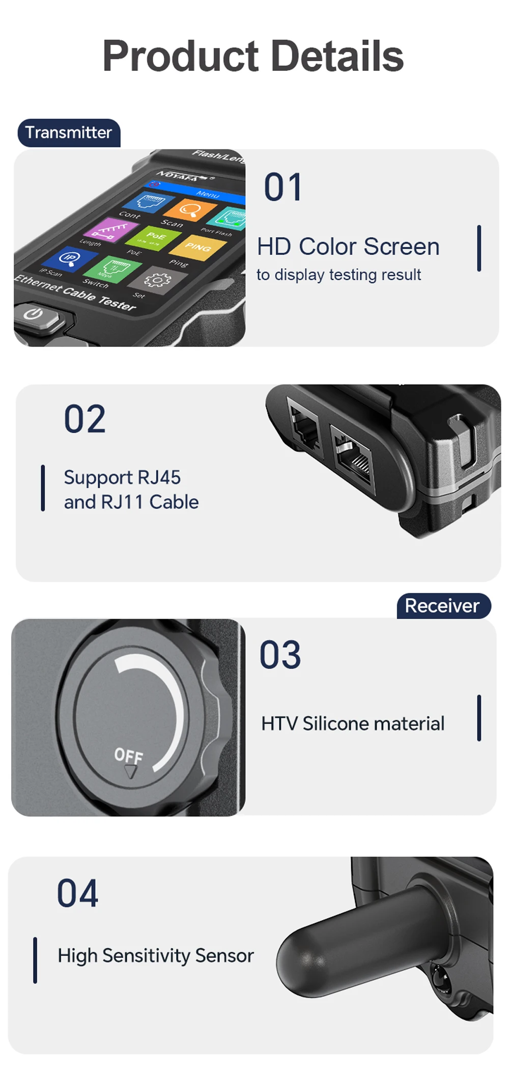 Il tester per cavi di rete NOYAFA NF-8506 supporta test PING/scansione IP/velocà della porta di rete Strumento di ricerca del localizzatore di cavi multifunzione Il tester per cavi di rete NOYAFA NF-8506 supporta test PING/scansione IP/velocà della porta di rete Strumento di ricerca del localizzatore di cavi multifunzione