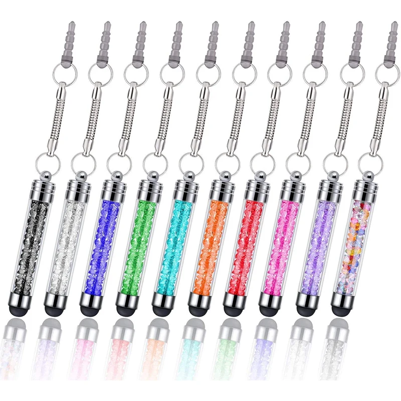 10pcs/Pack Luxury Crystal Universal Touch Screen Pen For Iphone ,Tablet PC ,Laptop Universal Stylus Pen Free Shipping +Zip Bag