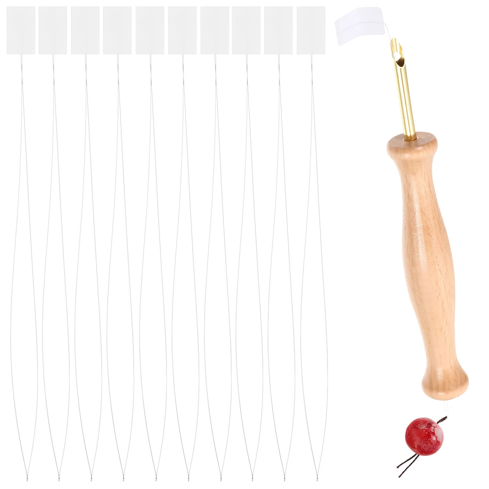 

10pcs White Steel Wire Threader for Cross Stitch Sewing Loop Simple Beading Needle Tool Embroidery Needle Threaders Useful Bead