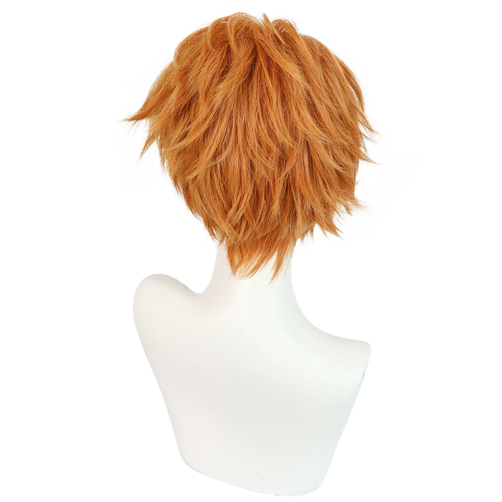 Orange Fluffy Short Anime Cosplay Wig Layered Bangs Heat Resistant Synthetic Wigs Men Women Halloween Role Play Costume