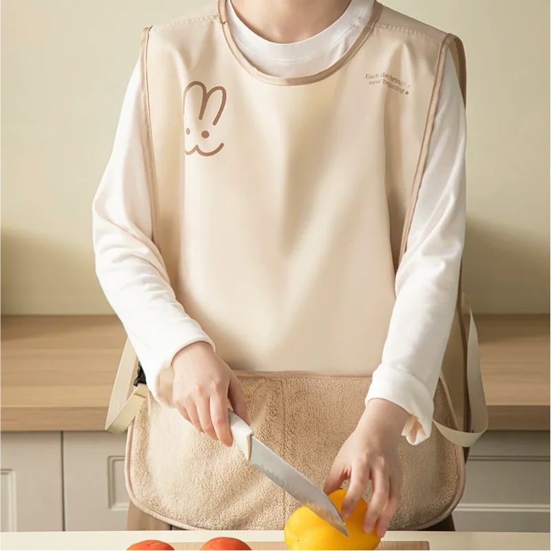 1 Pcs Apron Kitchen Waterproof Oil Resistant Hand Erasable Vest Style Sleeveless Cover Catering Cooking High-end Work Clothes