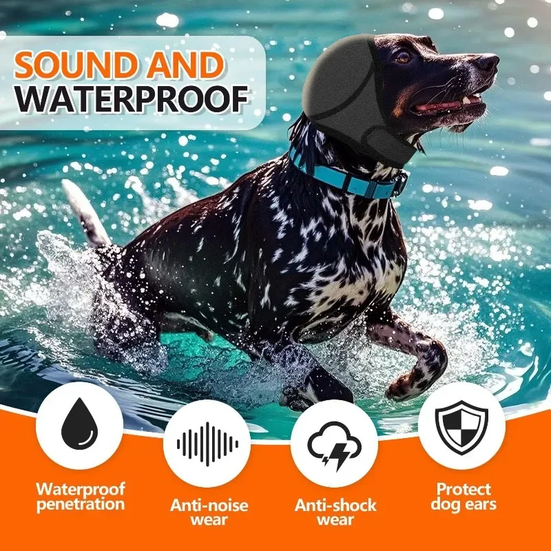 Beruhigende Ohrenschützer für Hunde, Geräuschreduzierungshaube, Wasserdichte Anti-Angst-Kopfbedeckung für Haustiere bei Gewitter, Baden, Schwimmen und Pflege – Detail 3