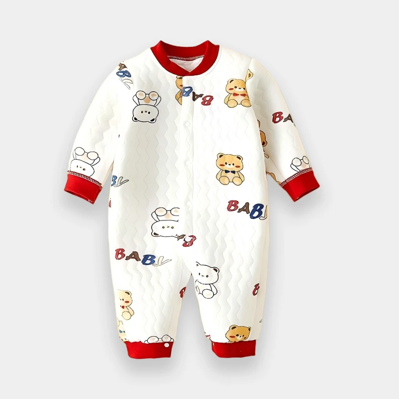 

Warm Cotton-Filled Baby Rer Suit for Autumn Winter Low Waist Long Pants Underwear Outfit Thermal Newborn Clothing