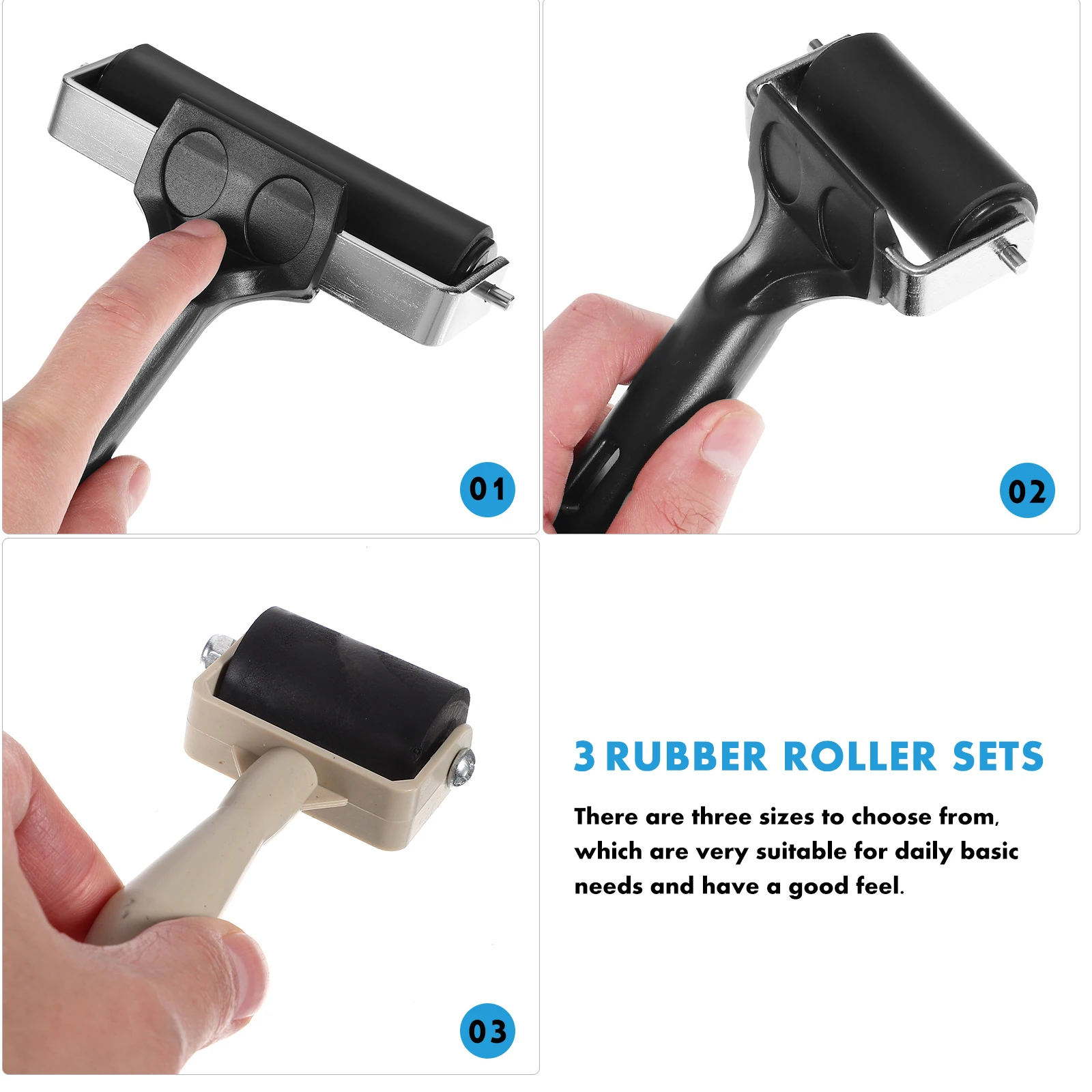 

1 set Printmaking Tool Set 10cm Roller Aluminum Alloy Supplies Craft Applicator Painting Rubber Wood Handle