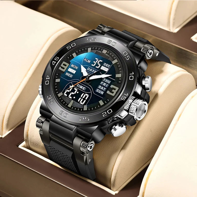 

Популярная молодежная версия спортивных часов с двойным дисплеем | Светящийся корпус из алюминиевого сплава | Будильник + таймер + двойной календарь | Многофункциональные часы для мужчин и женщин.