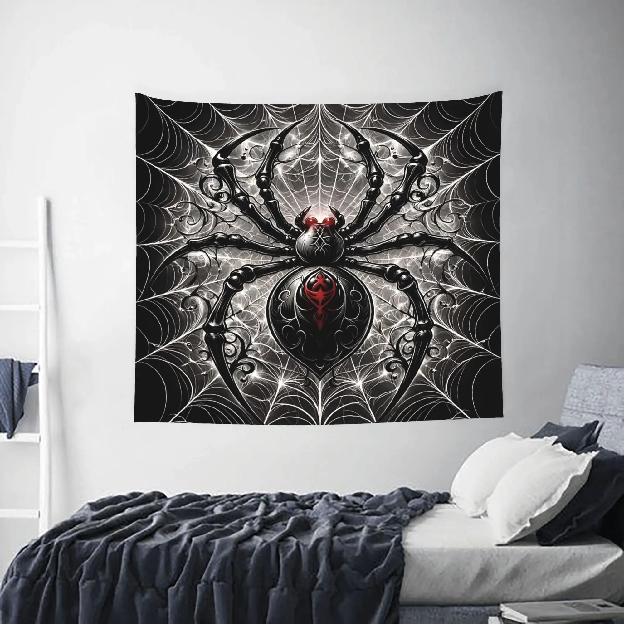 Halloween Print Giant Black White Spider Customized Tapestry Wall Hanging Blanket Tapestry Home Decor Items Wall Decorations