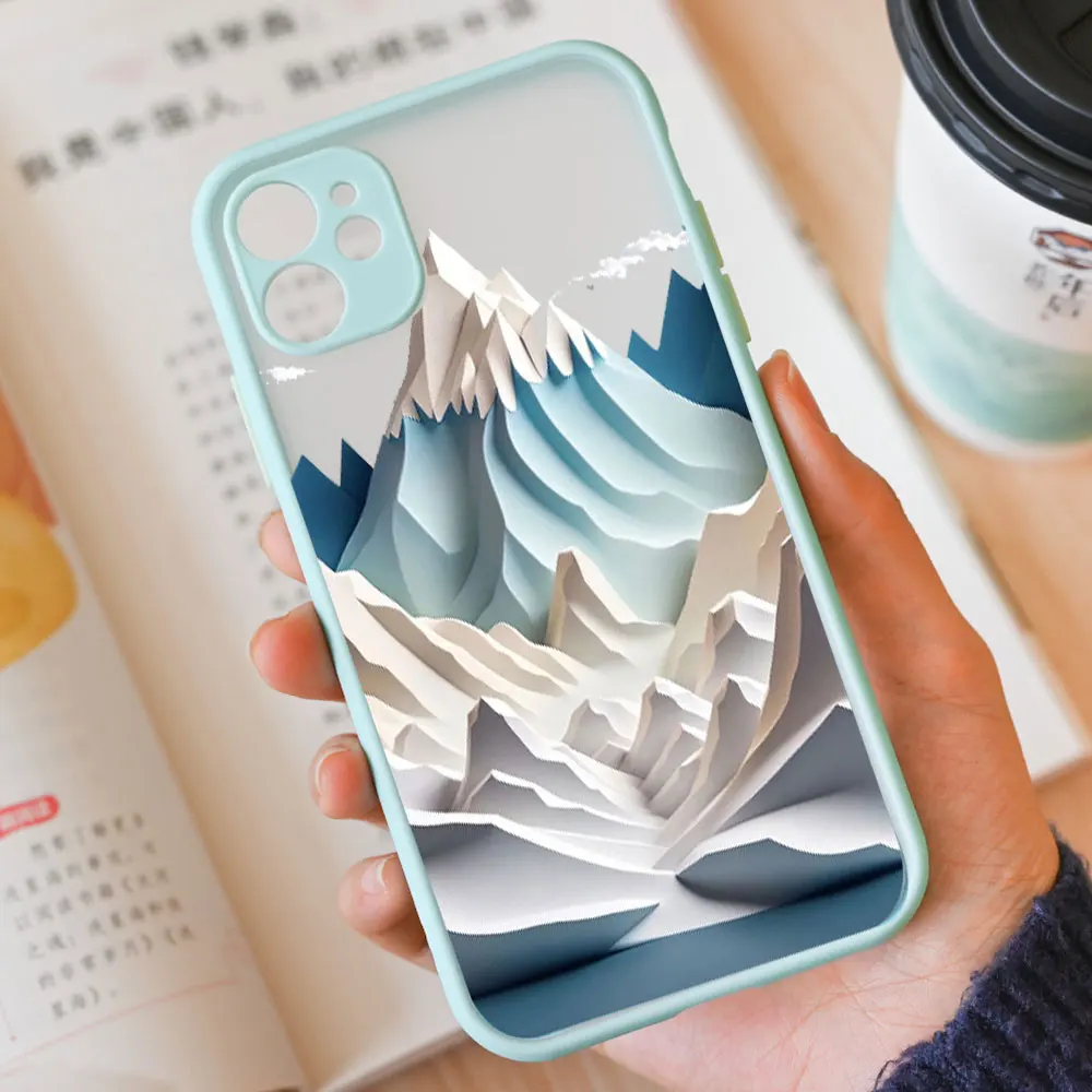 Landscape Phone Case for IPhone 14 11 12 13 Pro Max Mini XS MAX X XR 7 8 Plus SE2 Creative Mountains and Rivers Shockproof Cover