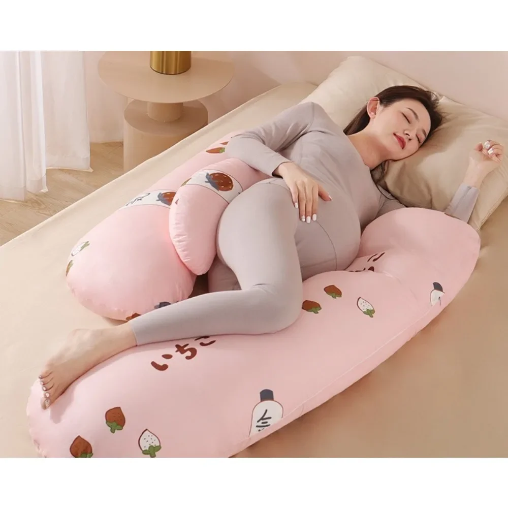 الصيف النساء الحوامل الاستلقاء على الجانب مع وسادة لحماية الخصر ودعم البطن على شكل حرف H وسادة طويلة للمرحلة الكاملة