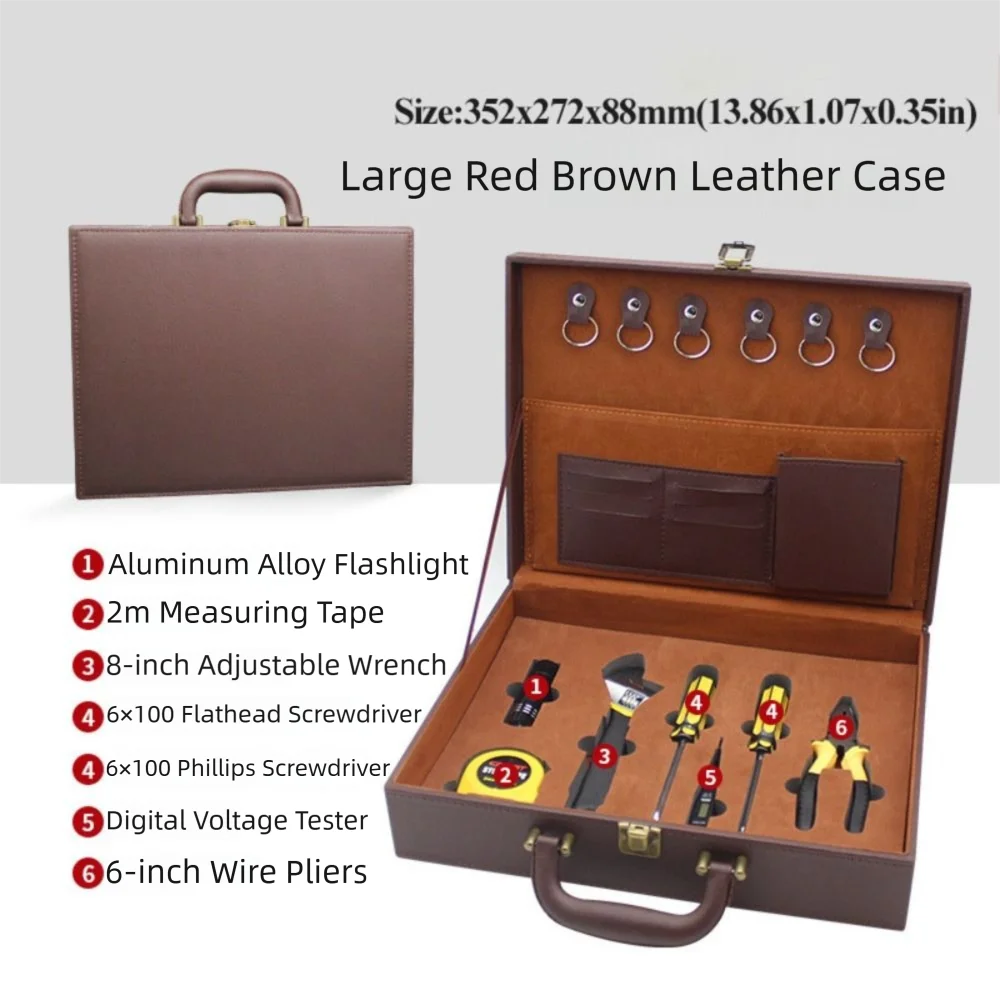

PU Leather Room Delivery Box Multifunctional Card Slot Handheld Document Storage Box Lightweight Pen Slot