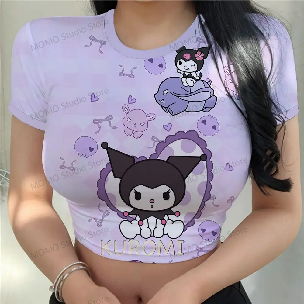 Vêtements bon marché Kuromi Top femmes 2024 Streetwear XS-3XL Anime femmes haut court t-shirts hauts à manches courtes mode offre spéciale belle