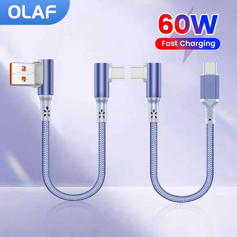 60W 10CM 20CM 90° Elbow Short USB C to USB C Cable Fast Charging For Iphone16 15 Xiaomi Samsung Power BanK USB Type C Data Cable