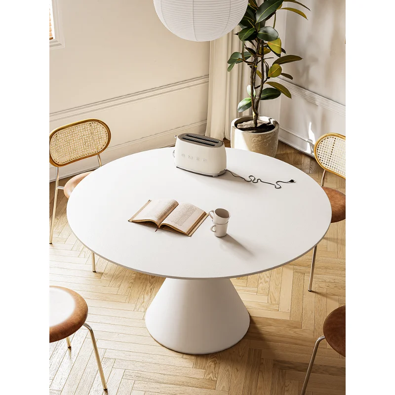 Rock Plate Dining Table Simple Round Table Household Circular Embedded Rotary Table Delifeng Small Unit Pure Black Dining Table