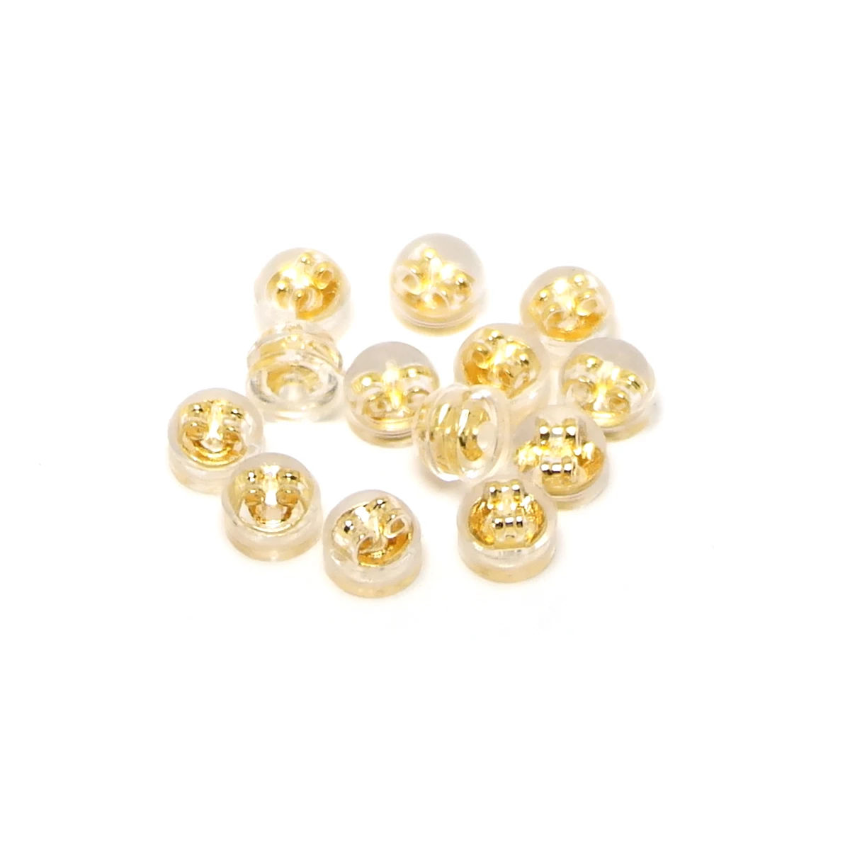 10pcs Ear Pins Single Hole Post Soft Stopper Earplugs,Silicone Cover Gold Plaled Brass Ear Plug 5.5x4mm