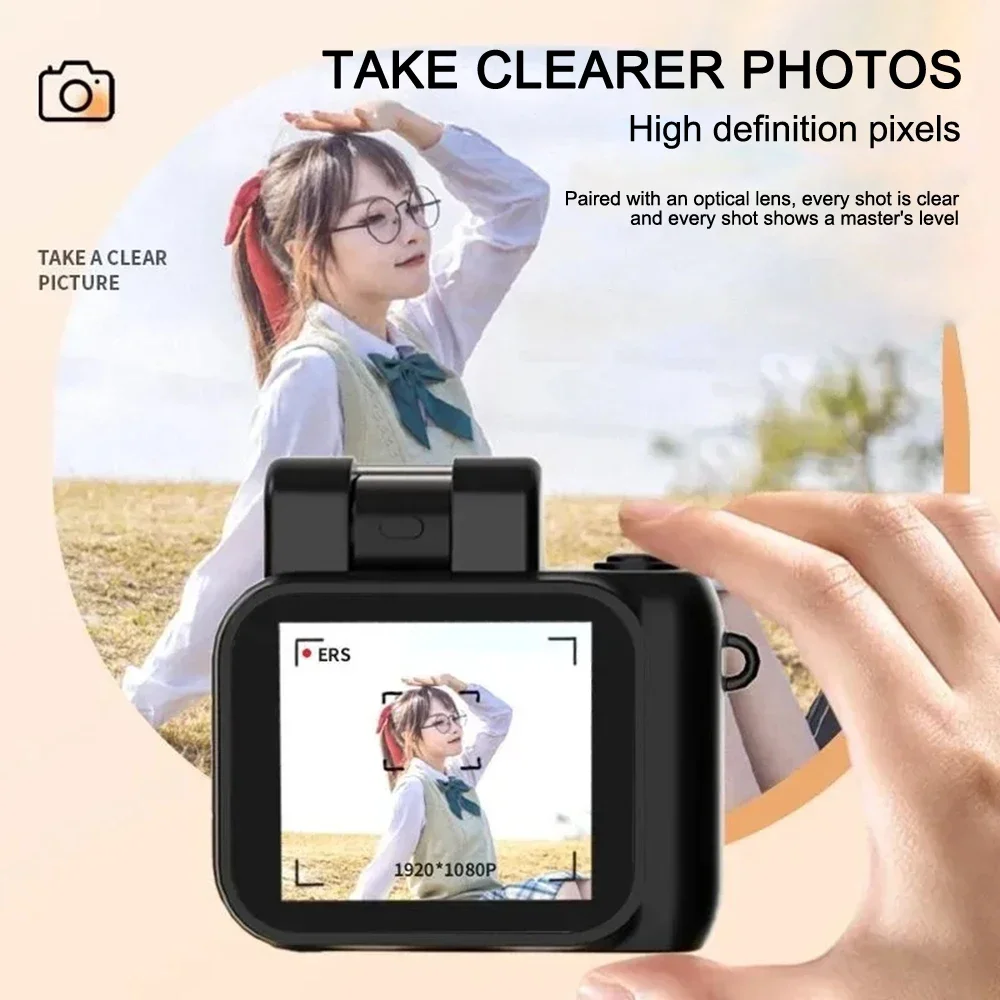 Mini fotocamera portatile stile Monoreflexes CMOS con lampada Flash batteria Dock videoregistratore schermo LCD HD 1080P piccola videocamera