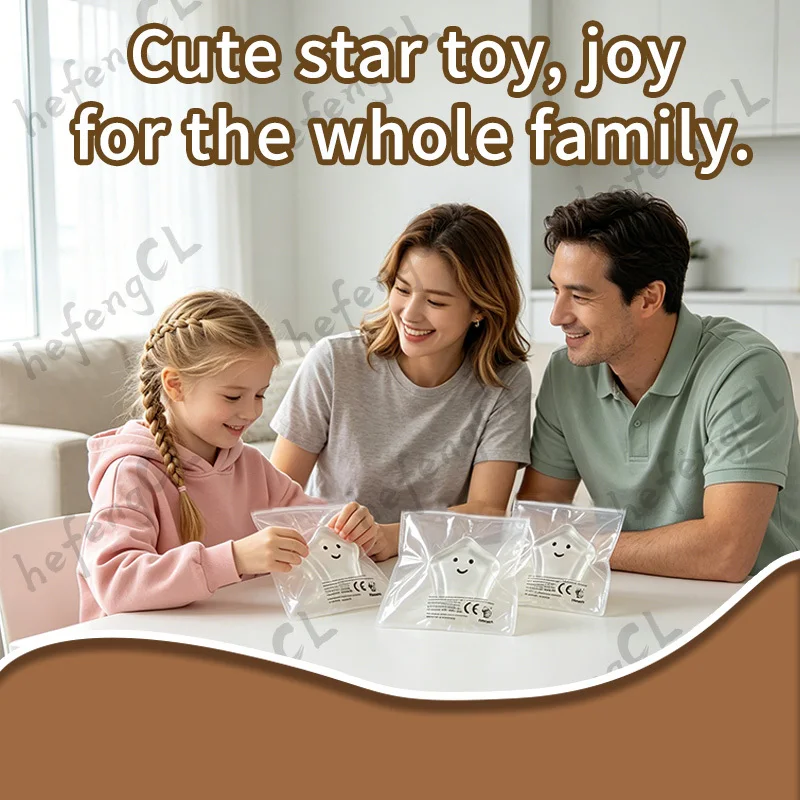 Clear Transparent Smile Star Squishy Soft TPR Squeeze Toy Stress Relief Fidget Toy Cartoon Star Sensory Decompression Kids Gift