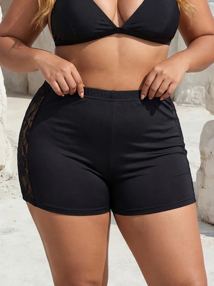 Plus Size Women's Lace Patchwork Beach Shorts - usage example