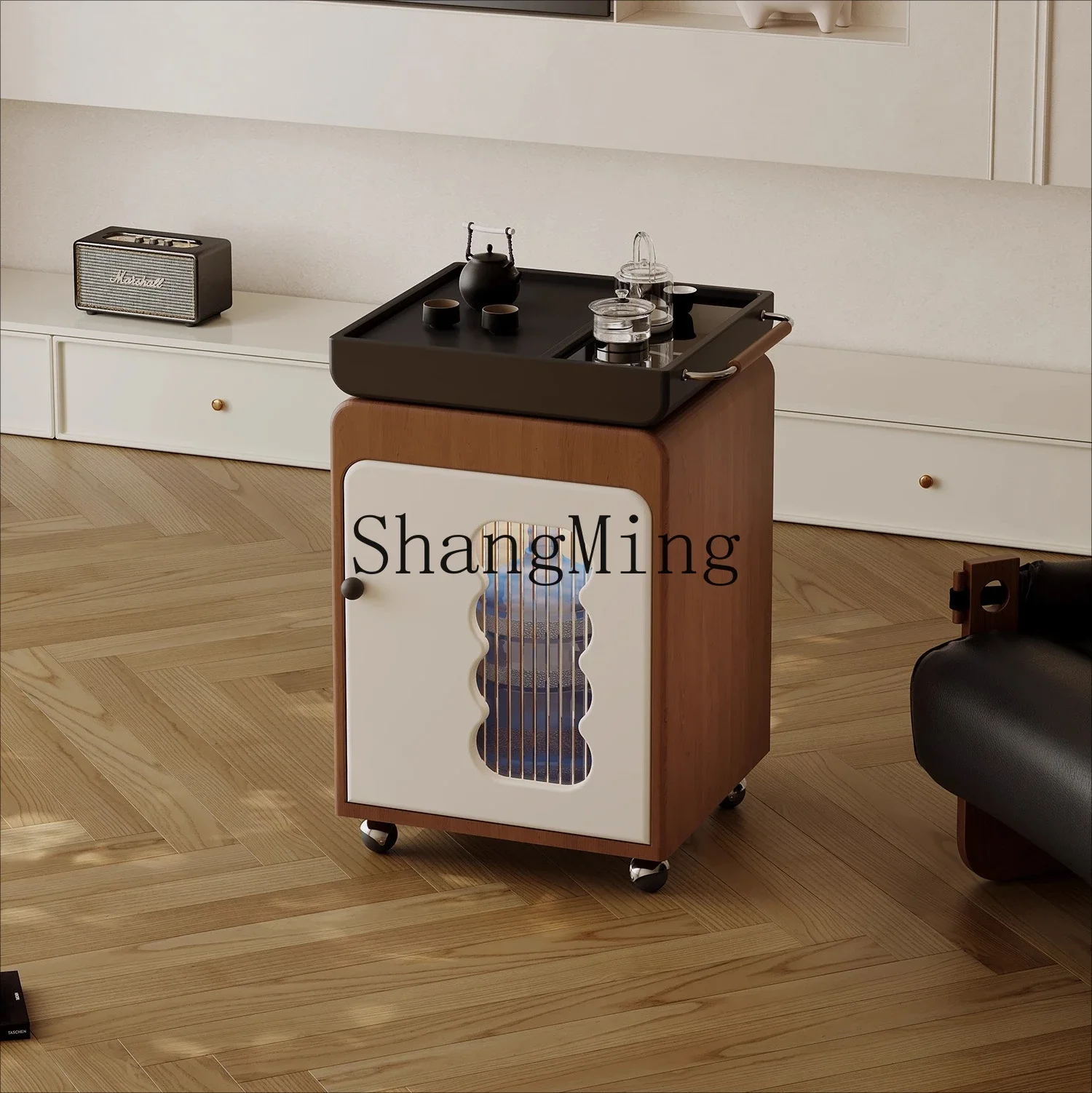 FG good-looking  movable tea table trolley kettle integrated round coffee table balcony tea