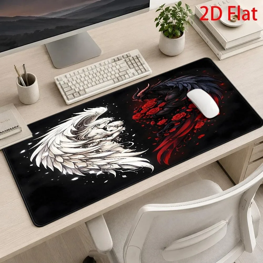 Dark Angel vs Demon Comparison Large Mouse Pad - Gothic Romantic Design alfombrillas para escritorio tapis de souris
