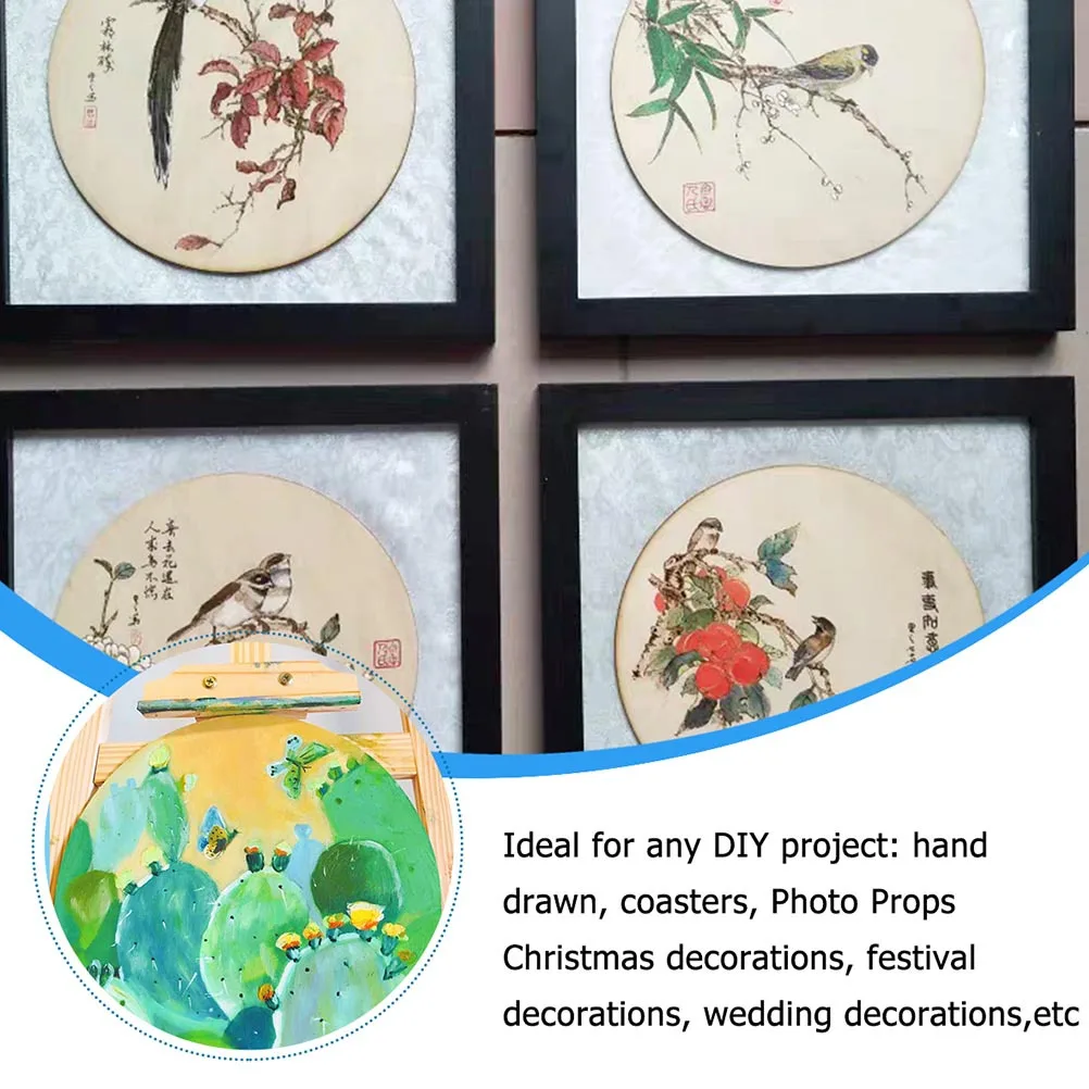 

100pcs Round Circles Decoration Unfinished Wood Cutouts Diy Craft Supplies For Home Decor Wooden Diy Wafer Natural Wood Slices