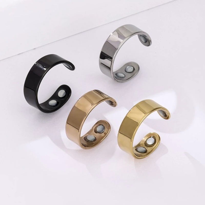 Calmi Ring, Anti Snoring Ring, Titanium Steel Rings with Ultra Strength Magnets, Health Jewelry Gifts for Anxiety Reduction