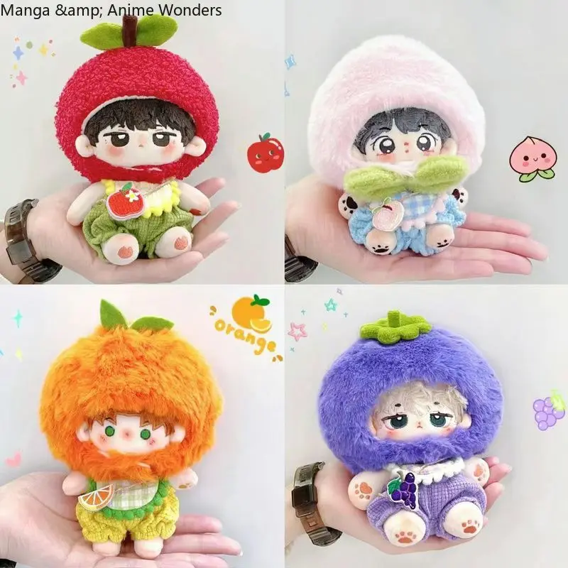 Lovely Peach Pear  Grapes Cherry Fruit Jumpsuit Headwear Costume Clothes Outfit Suit For 20cm Plush Doll Toys Cute Cosplay